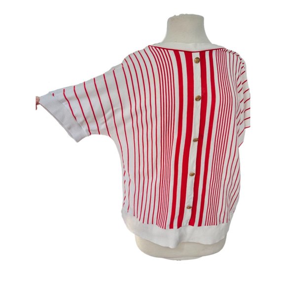 Vintage Aileen Too Red Stripe Short Sleeve Crewneck Tee | Size 1X - Picture 2 of 10